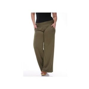 Plus Size Solid Palazzo Pants Green 3X